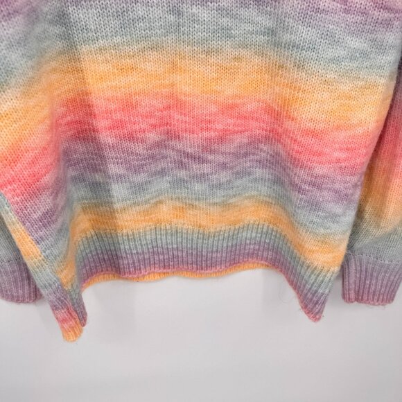 Design365 Boat Neck Sweater Womens XL Rainbow Knit Wool‎ Blend Puff sleeve - Picture 7 of 7